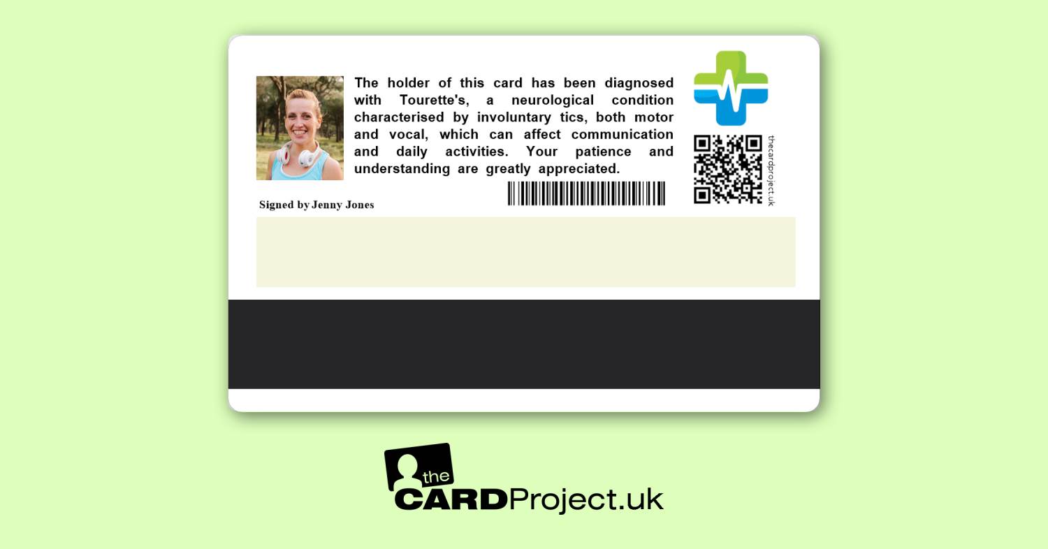 Tourettes Prem Photo Medical ID Card  (REAR)